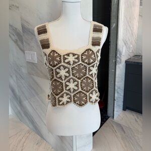Rebellion Cream and Brown Cropped
Crocet Tank Top